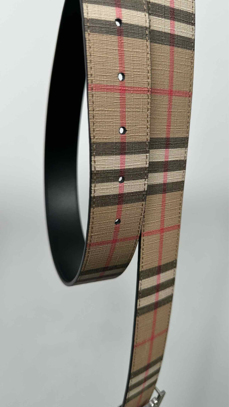 Burberry Reversible Plaid Leather Belt