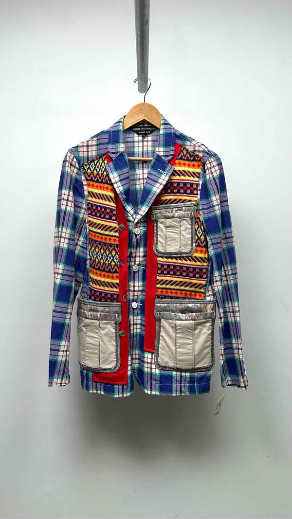Comme Des Garcons Homme Plus Plaid Knit-patchwork Jacket