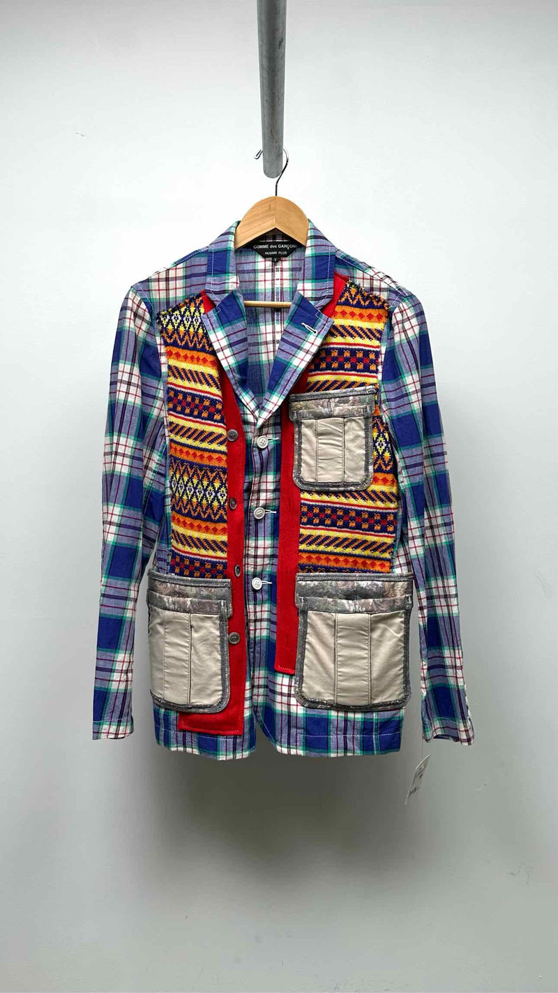 Comme Des Garcons Homme Plus Plaid Knit-patchwork Jacket