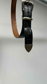Giorgio Armani Crocodile Embossed Leather Belt