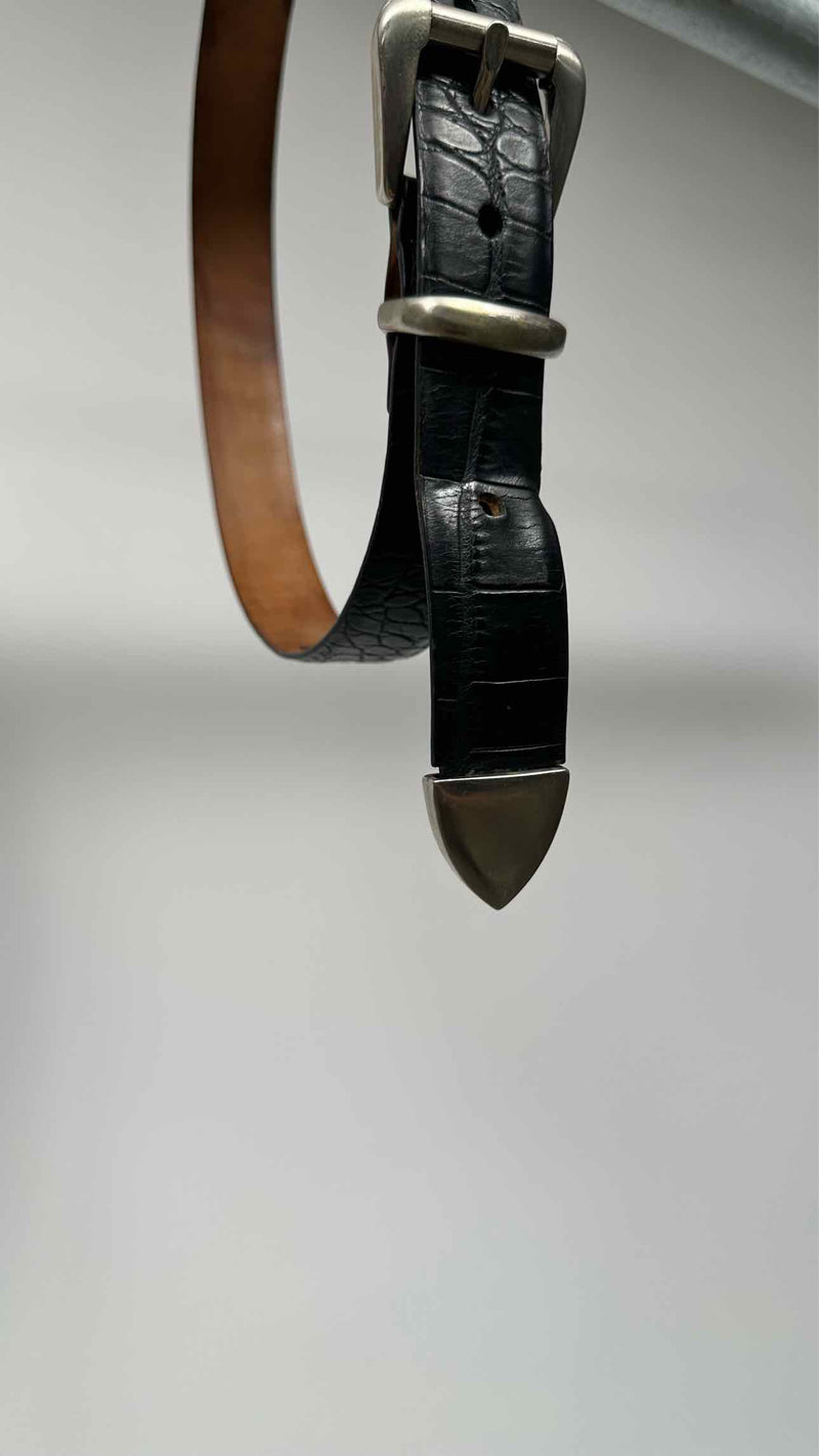 Giorgio Armani Crocodile Embossed Leather Belt