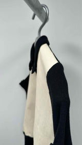 Orseund Iris S/S Front-leather Knit Top