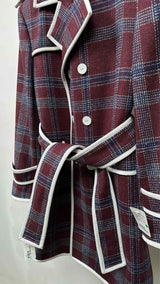 Thom Browne Double-Breats Plaid Trech Coat