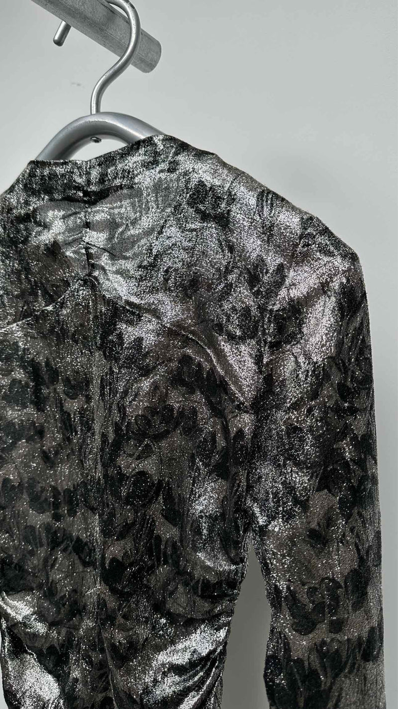 Isabel Marant L/S Floral Glitter Gathered Top