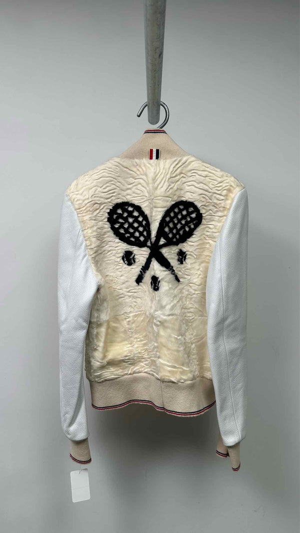Thom Browne Karakul Letaher Varsity Jacket