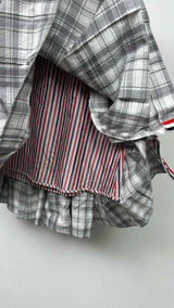 Thom Browne Pleated Asymmetrical Plaid Mini Skirt