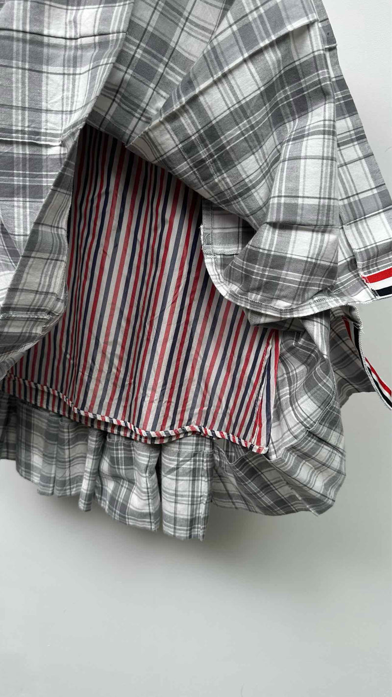 Thom Browne Pleated Asymmetrical Plaid Mini Skirt
