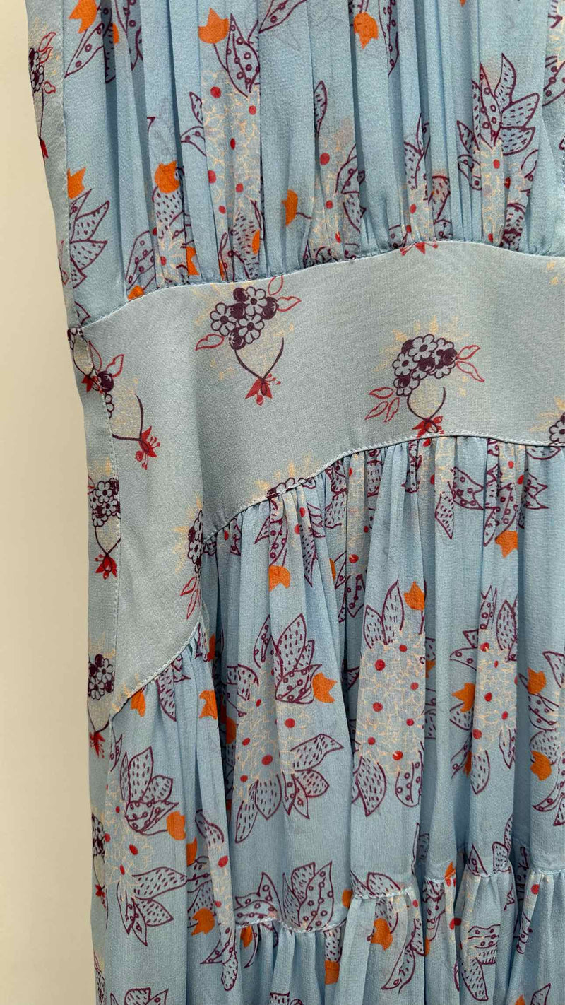 Chloé N/S Pleated Floral Silk Dress