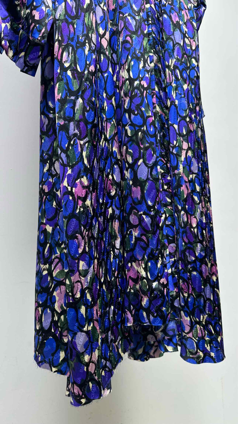 Balenciaga L/S Printed Silk Maxi Dress