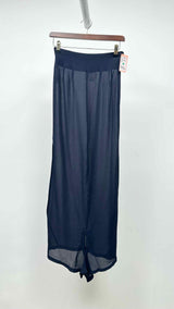 Black Comme Des Garçons Satin Sheer Double Layer Wrap Skirt