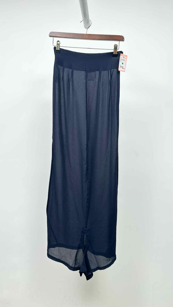 Black Comme Des Garçons Satin Sheer Double Layer Wrap Skirt