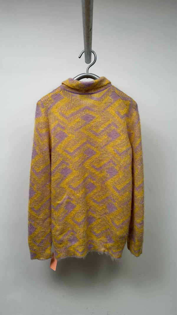 PRADA Geometric Mohair Oversized Knit Polo Sweater