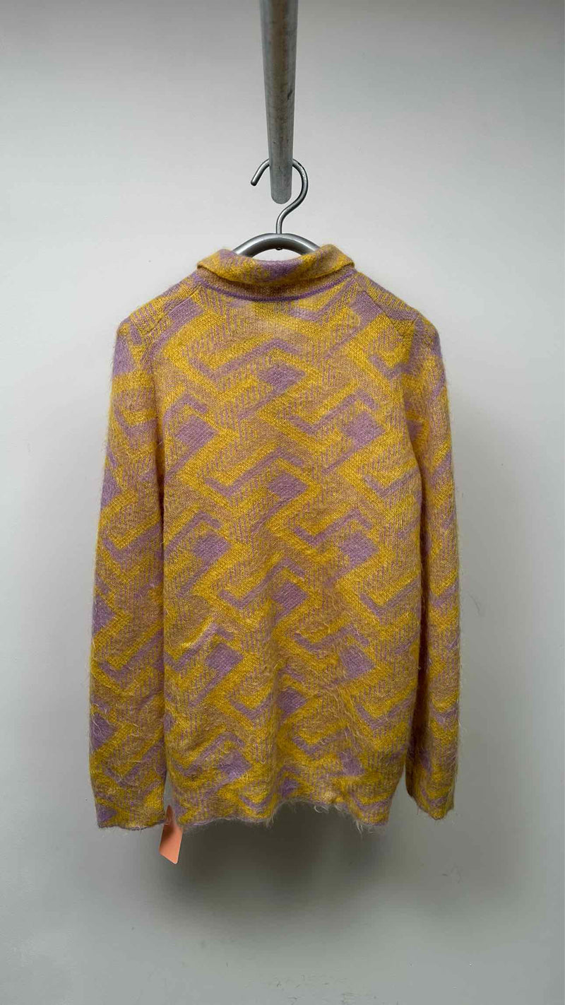 PRADA Geometric Mohair Oversized Knit Polo Sweater