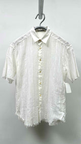 Saint Laurent S/S Raw-end Stripe Sheer Shirt
