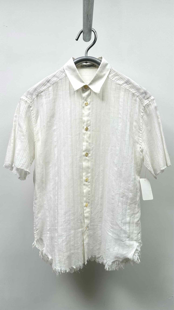 Saint Laurent S/S Raw-end Stripe Sheer Shirt