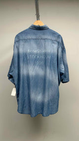 Acne Studios Back Logo Stamp Denim Linen Shirt