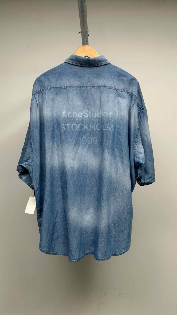 Acne Studios Back Logo Stamp Denim Linen Shirt
