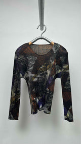 Pleats Please L/S Geometric Printed Pleated Top