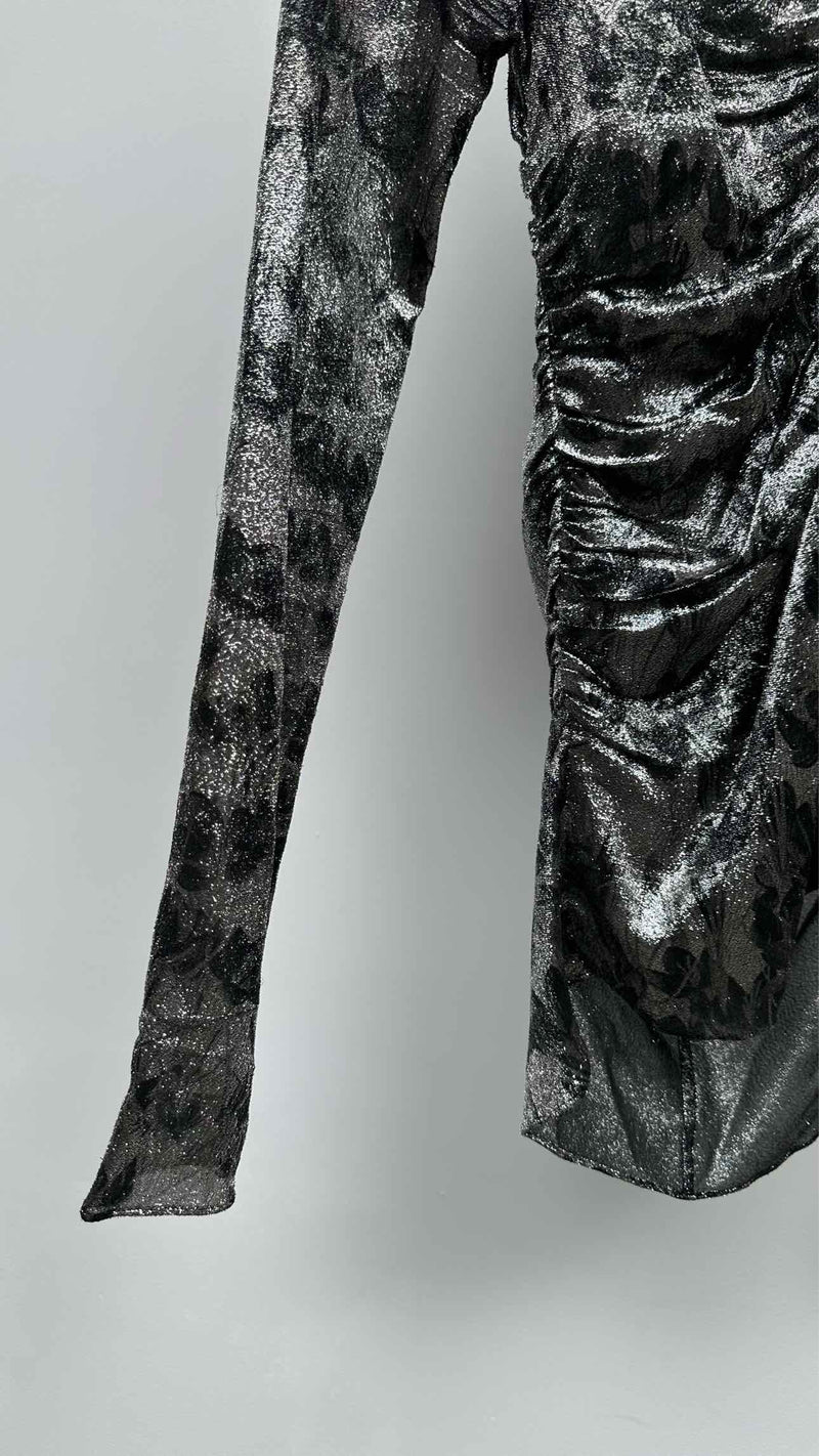 Isabel Marant L/S Floral Glitter Gathered Top