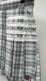 Thom Browne Pleated Asymmetrical Plaid Mini Skirt