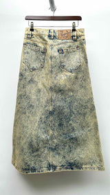 Vaquera Distressed Maxi Denim Skirt