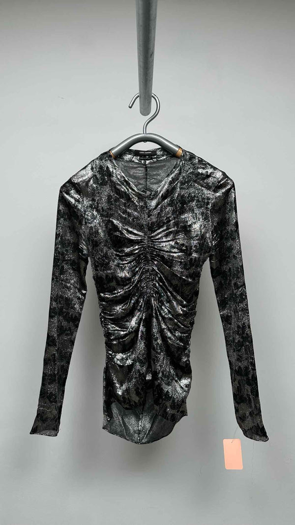 Isabel Marant L/S Floral Glitter Gathered Top