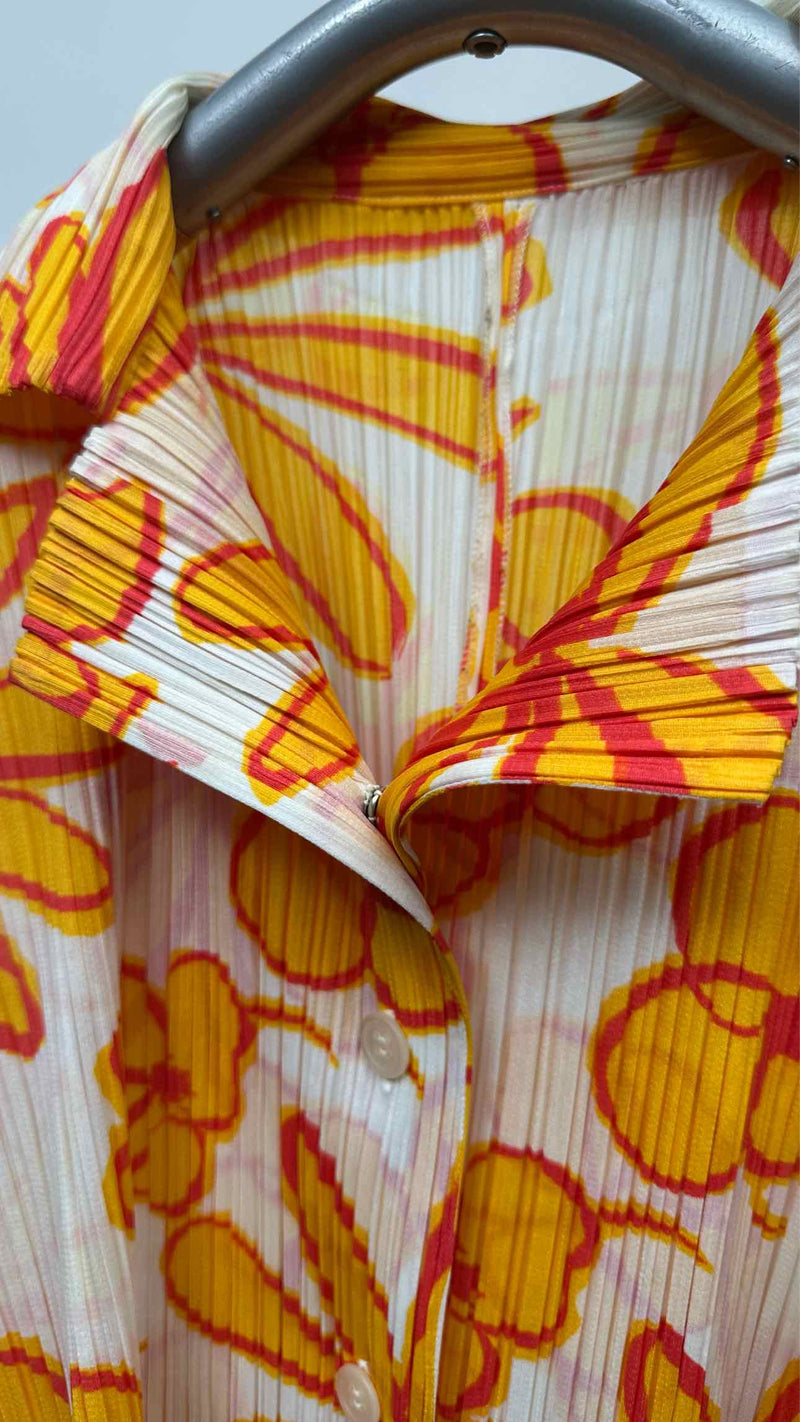 Pleats Please Floral Pleated  Shirt