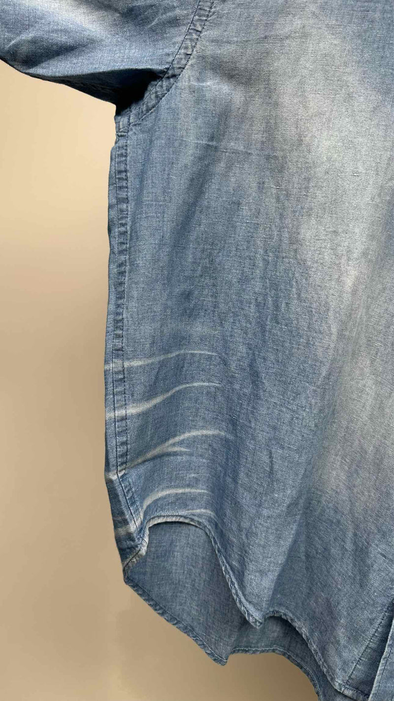 Acne Studios Back Logo Stamp Denim Linen Shirt
