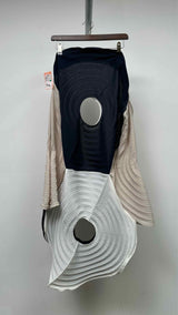 Issey Miyake Link Rings Tricolor Pleats Long Skirt