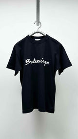 Balenciaga Brush Script Logo DistressedT-shirt