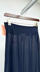 Black Comme Des Garçons Satin Sheer Double Layer Wrap Skirt