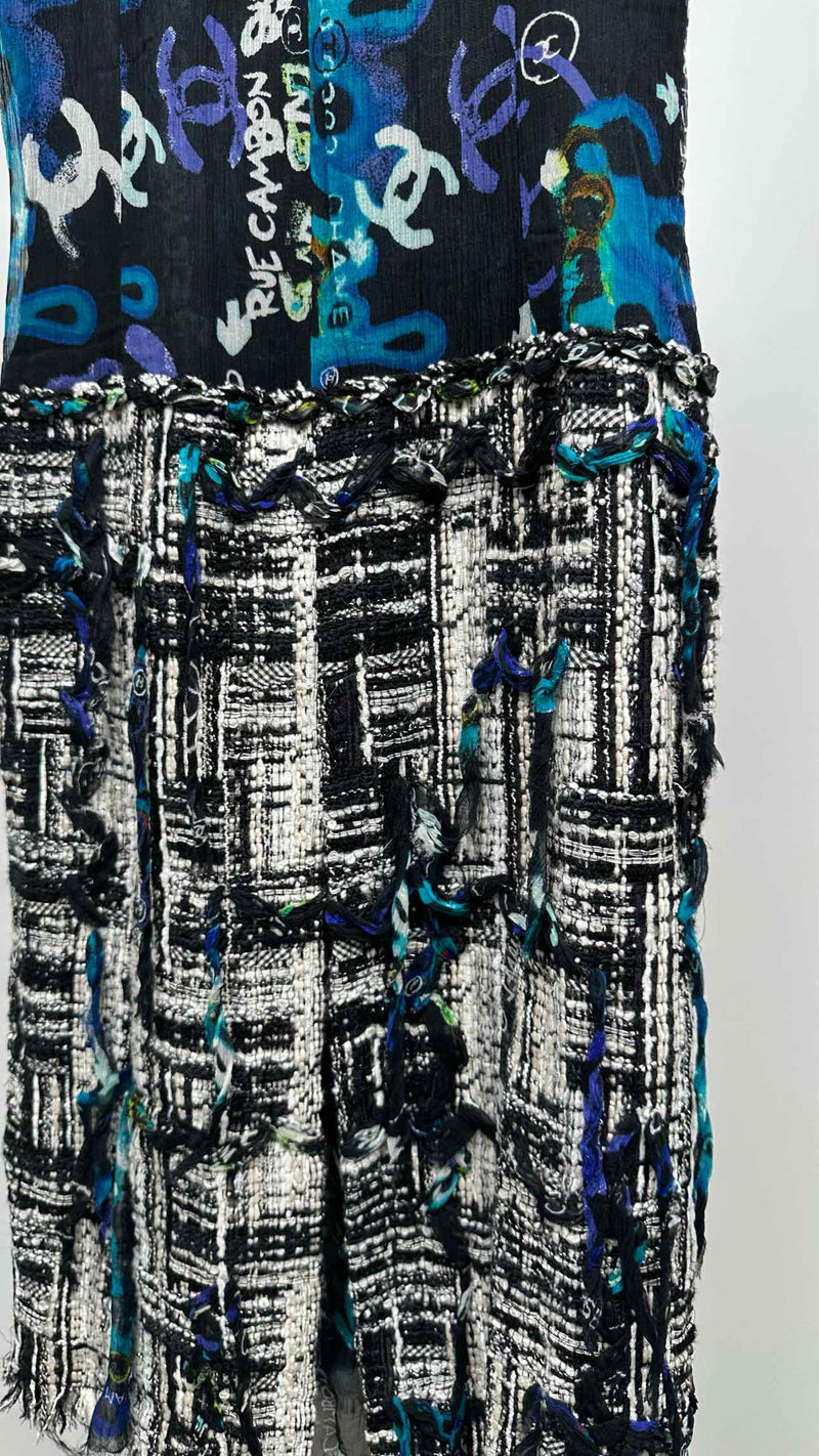 Chanel N/S Graffiti-mesh Tweed Hybrid Dress