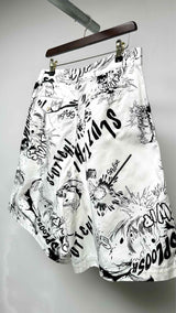 Comme Des Garçons Shirt Printed Wide Shorts