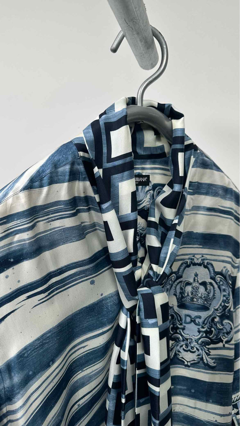 Dolce & Gabbana Half-sleeve Front-tie Printed Shirt