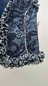 Kenzo Jeans Jacquard Fringed Denim Vest