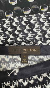 Louis Vuitton Bottom Sheer Printed Silk Skirt