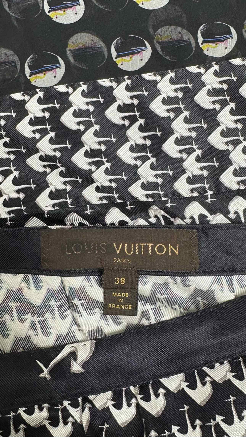 Louis Vuitton Bottom Sheer Printed Silk Skirt