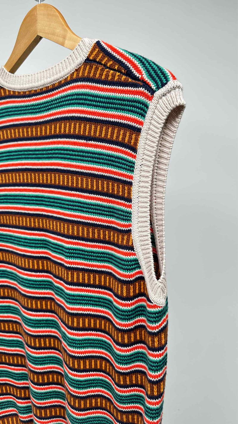 Drake's Stripe V-neck Vest