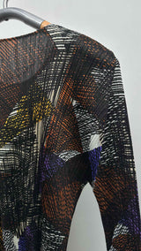 Pleats Please L/S Geometric Printed Pleated Top
