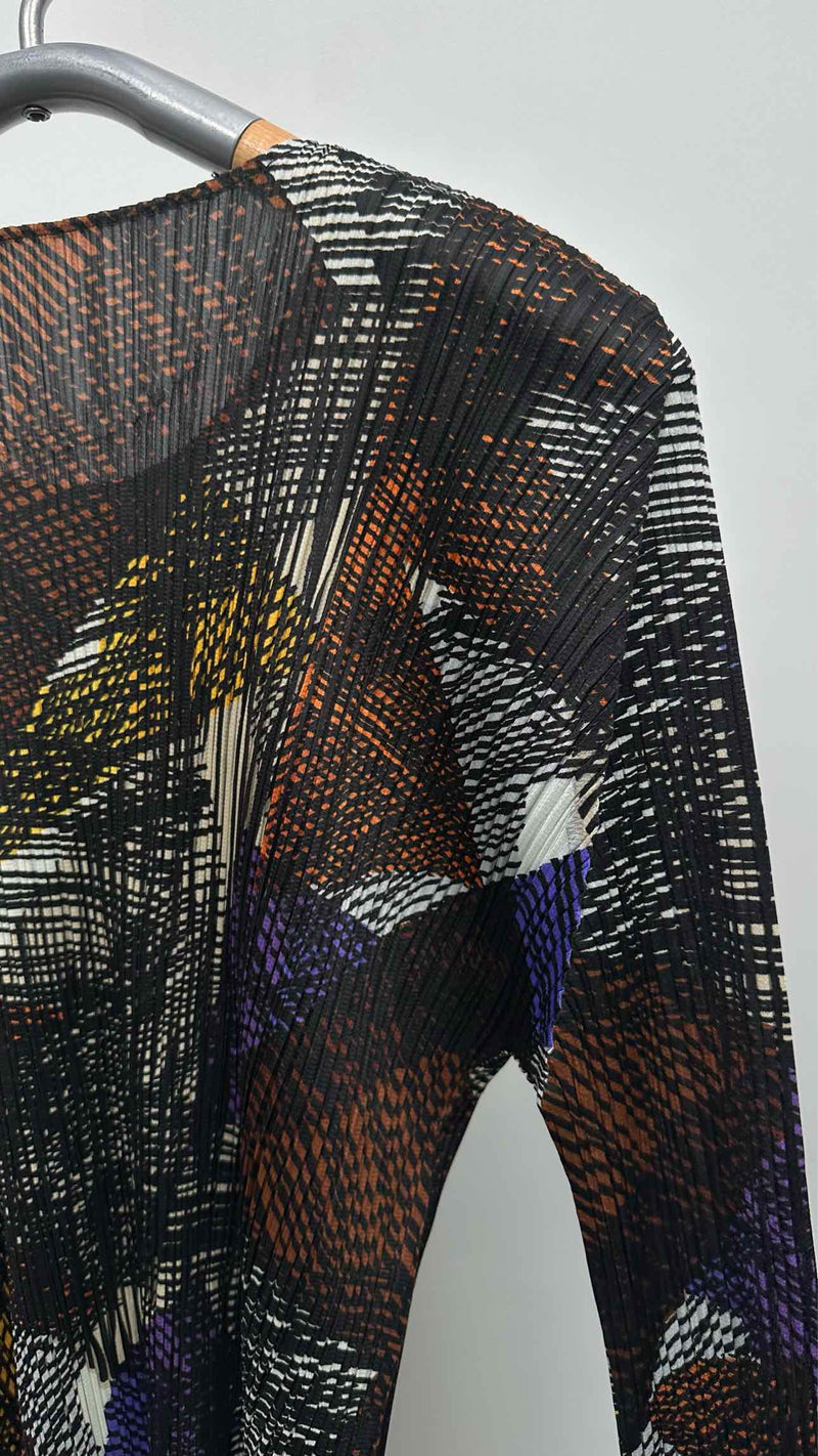 Pleats Please L/S Geometric Printed Pleated Top