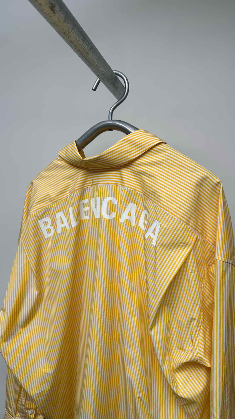Balenciaga Back Logo Printed Oversized Stripe Shirt