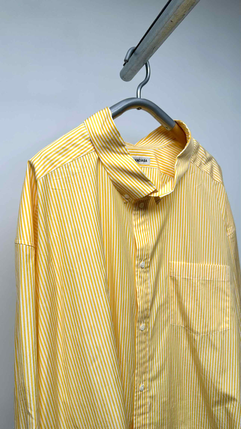 Balenciaga Back Logo Printed Oversized Stripe Shirt