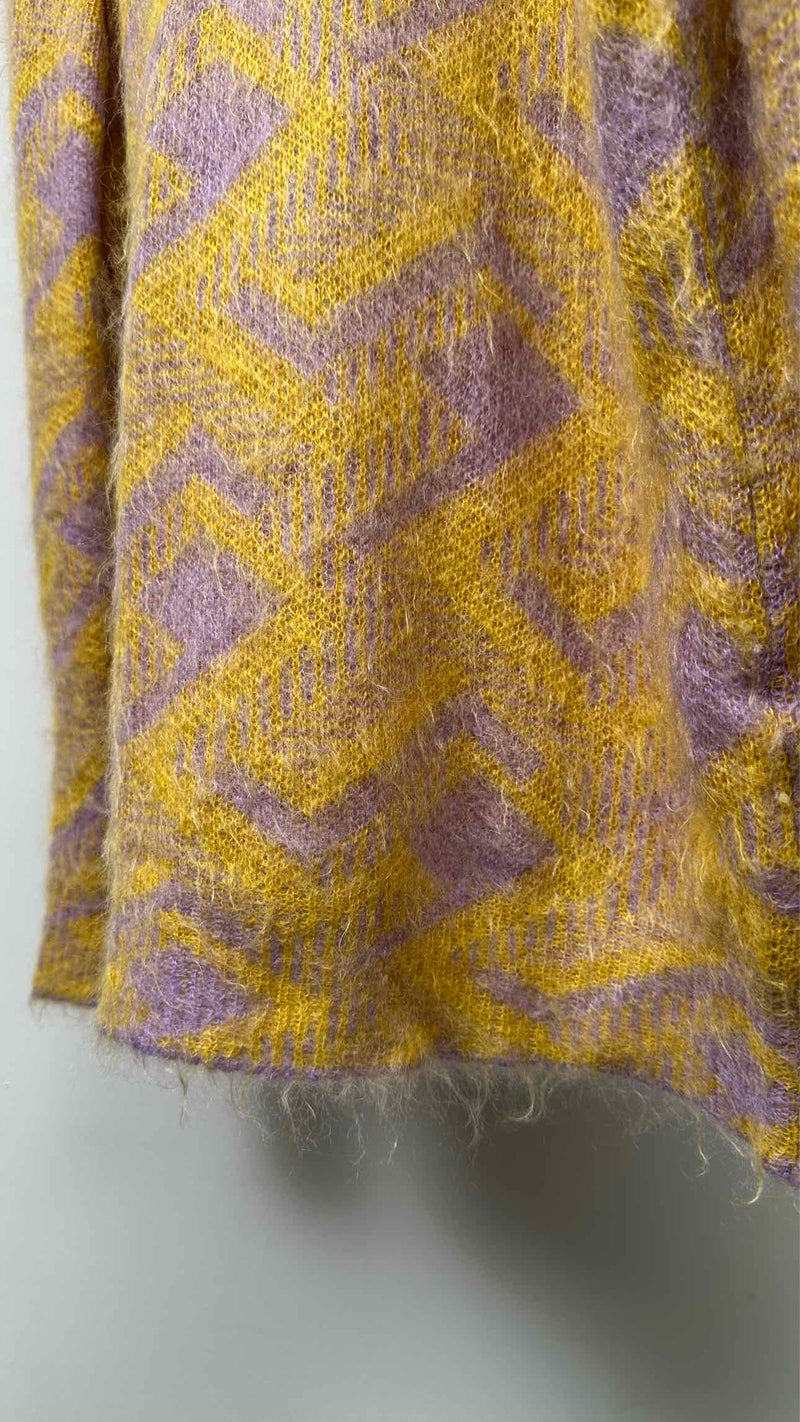 PRADA Geometric Mohair Oversized Knit Polo Sweater