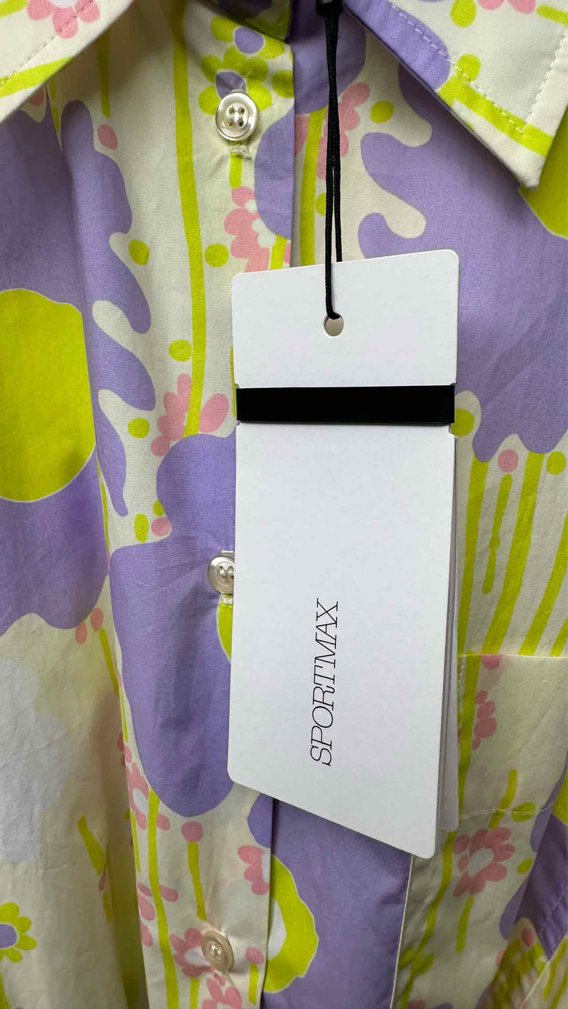 Sportmax Belted Floral Oversized Shirt Dress
