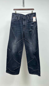 R13 Multi- Stitching Distressed Wide Jeans