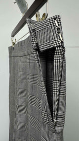 Comme des Garcons Black Houndstooth Pleated Long Skirt