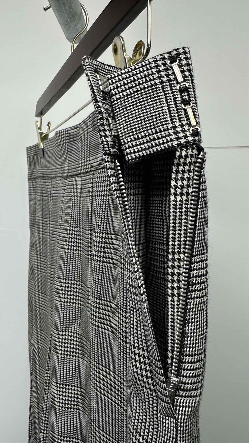 Comme des Garcons Black Houndstooth Pleated Long Skirt