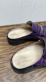 Martin Rose Embossed-leather Square-toe Mules