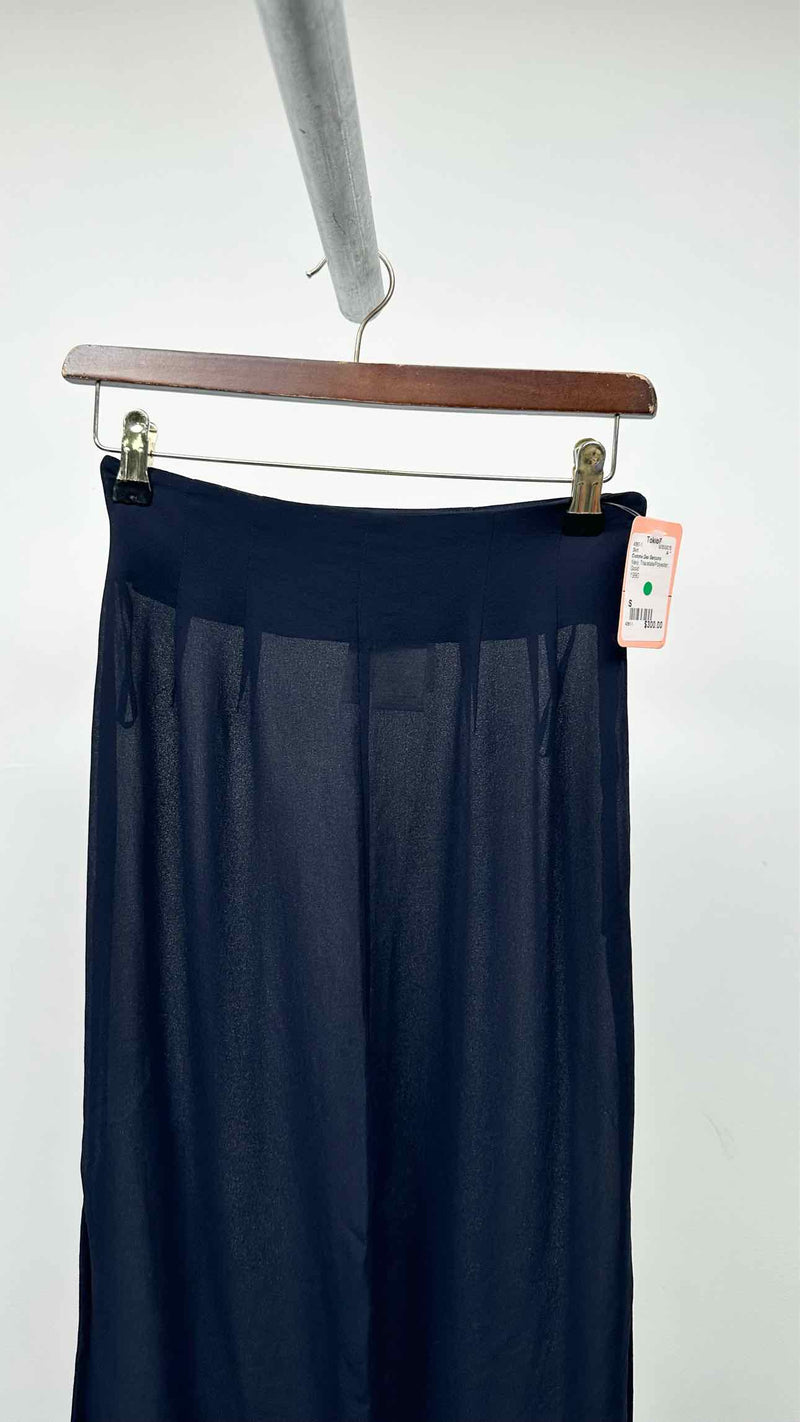 Black Comme Des Garçons Satin Sheer Double Layer Wrap Skirt