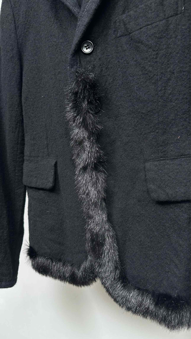 Black Comme Des Garçons Faux-Fur Wool Jacket
